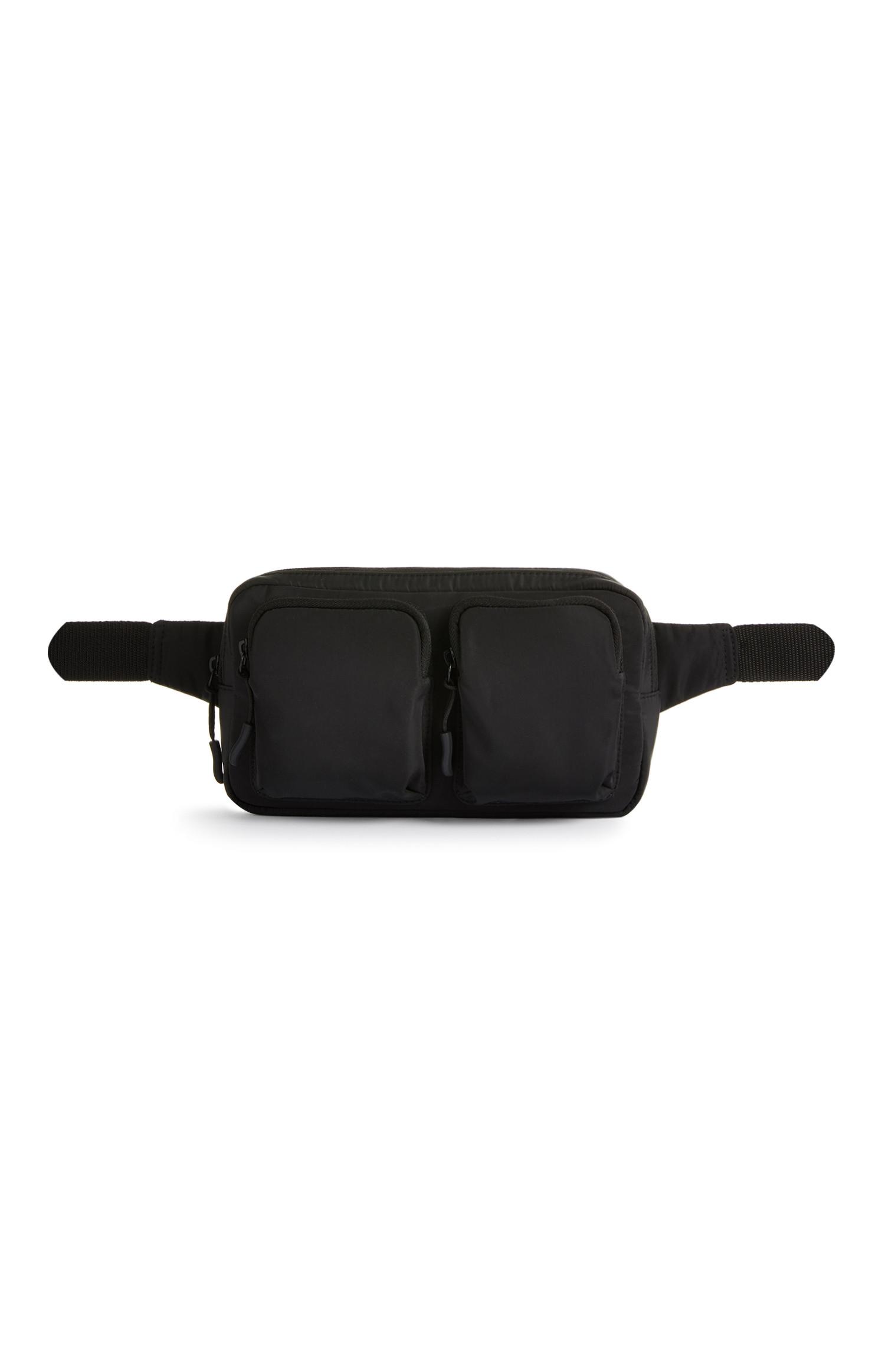 Black Double Pocket Nylon Bum Bag Women's Handbags Women's