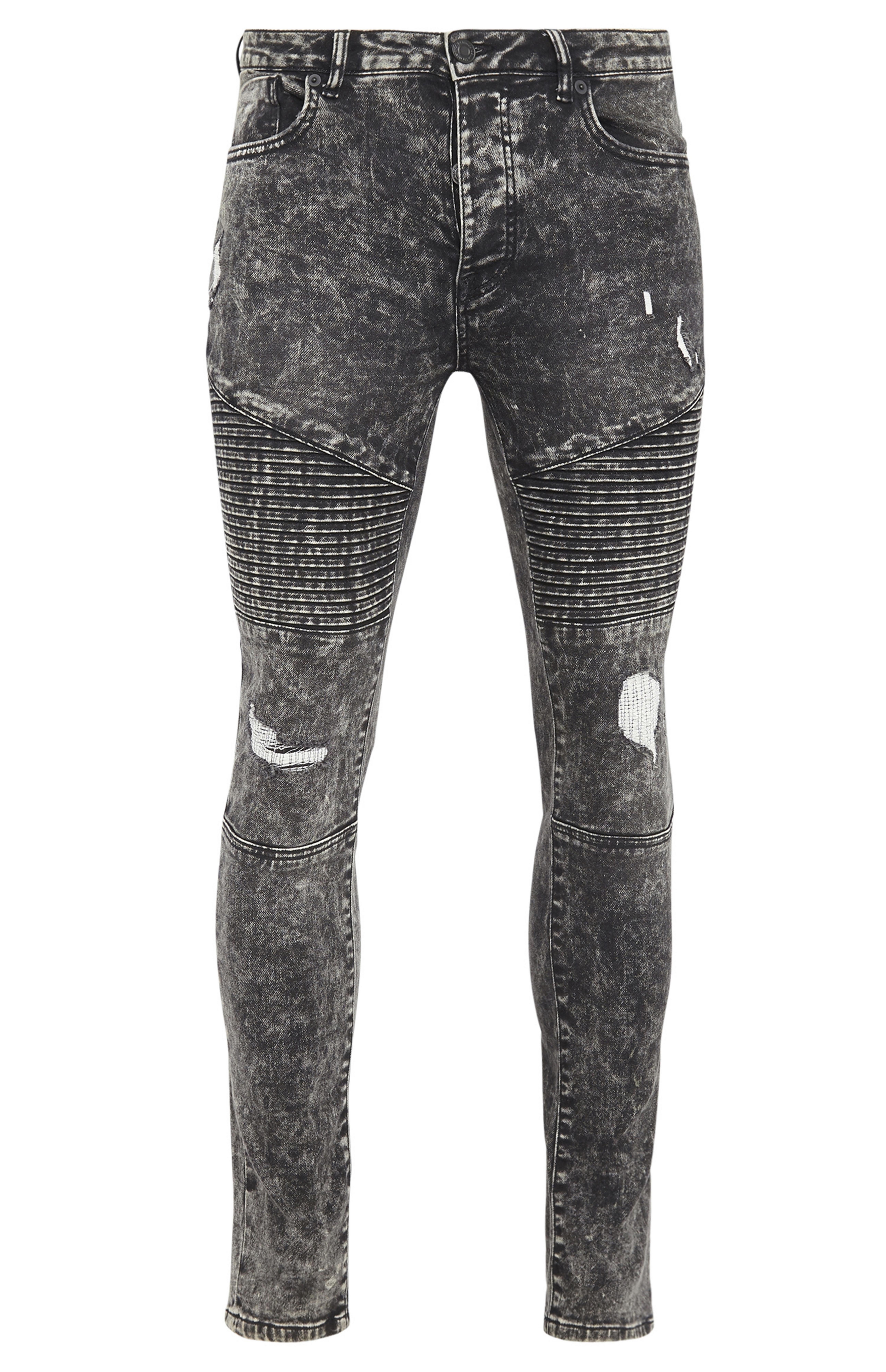 Grey Wash Knitted Biker Jeans Men's Jeans Men's Clothing Our Full