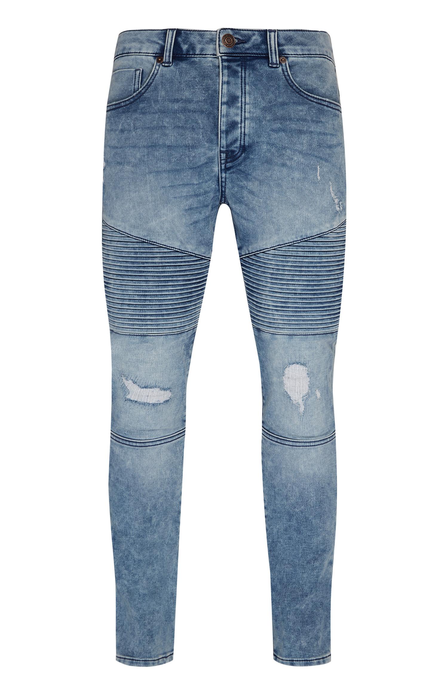 Blue Blue Knitted Biker Slim Jeans Jeans Clothing Mens