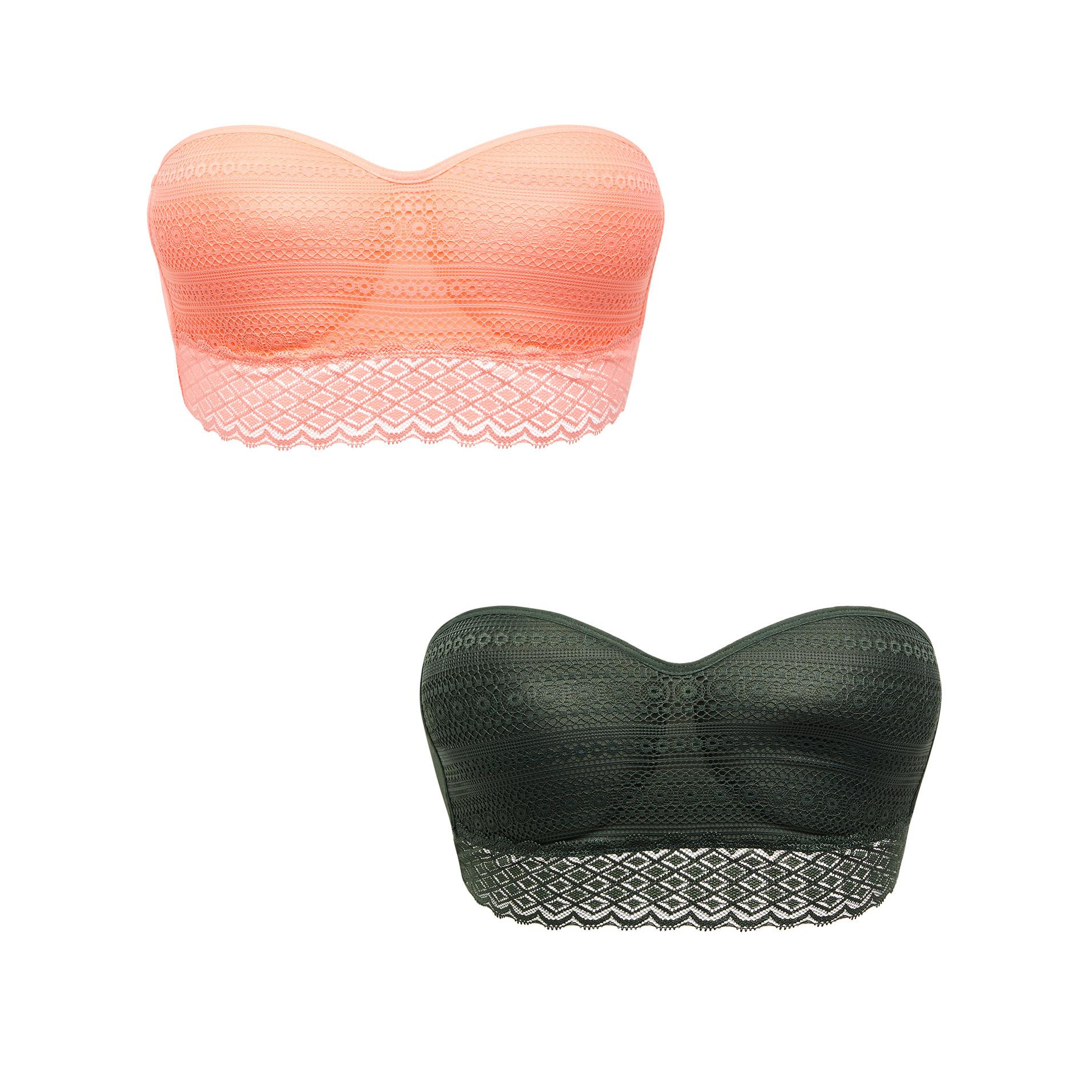 Mixed Lace Bandeau Crop Tops 2 Pack Bralettes Bras Lingerie