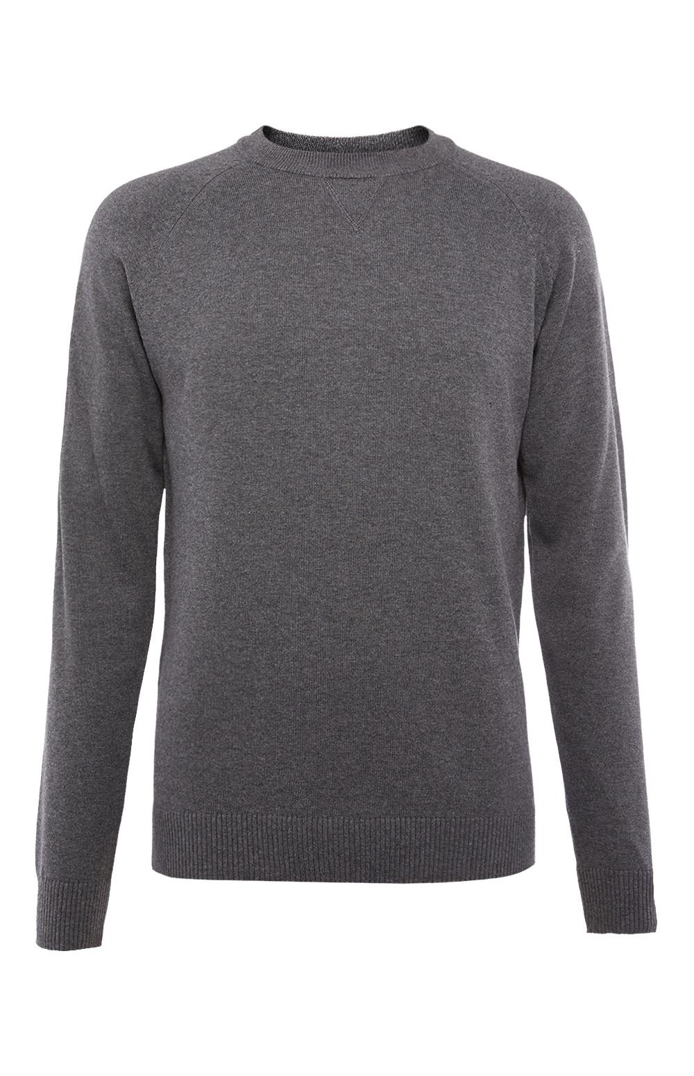 Grey Cotton Raglan Crew Neck Sweater Men's Jumpers & Sweaters Men's