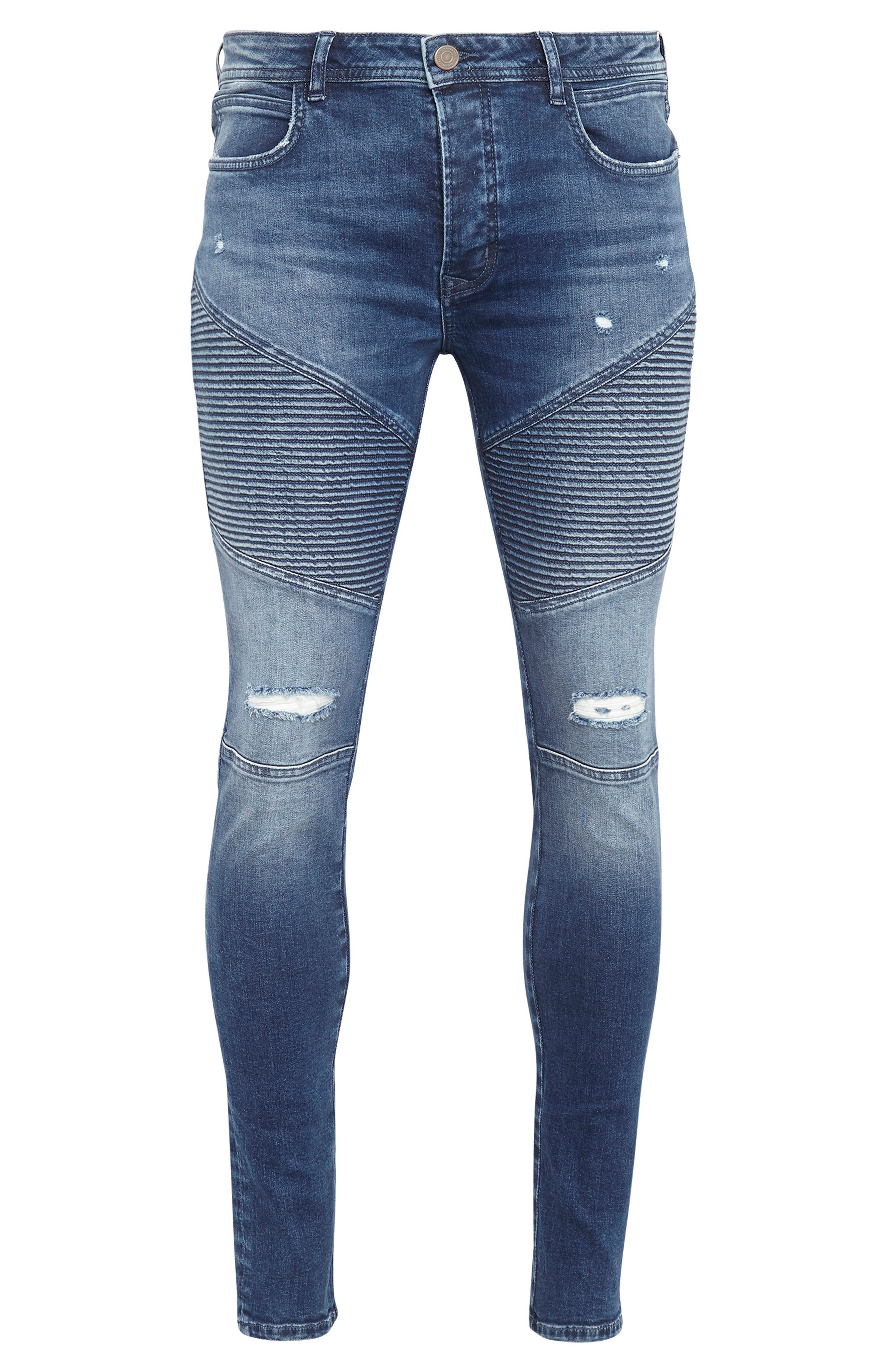 Mid Blue Skinny Ripped Biker Jeans Men's Jeans Men's Style Our