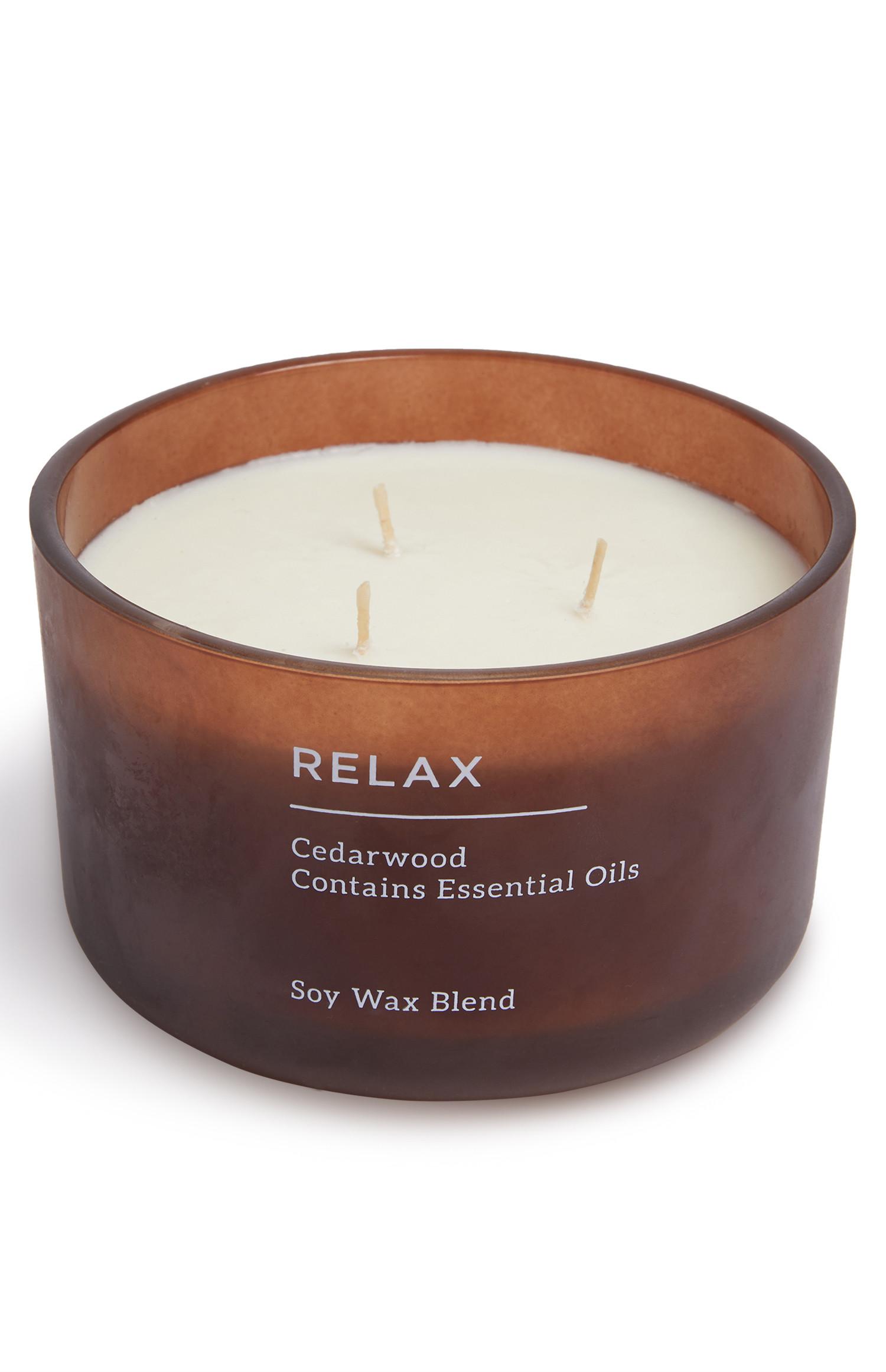Large 3 Wick Relax Cedarwood Candle Candles & Scented Candles Home