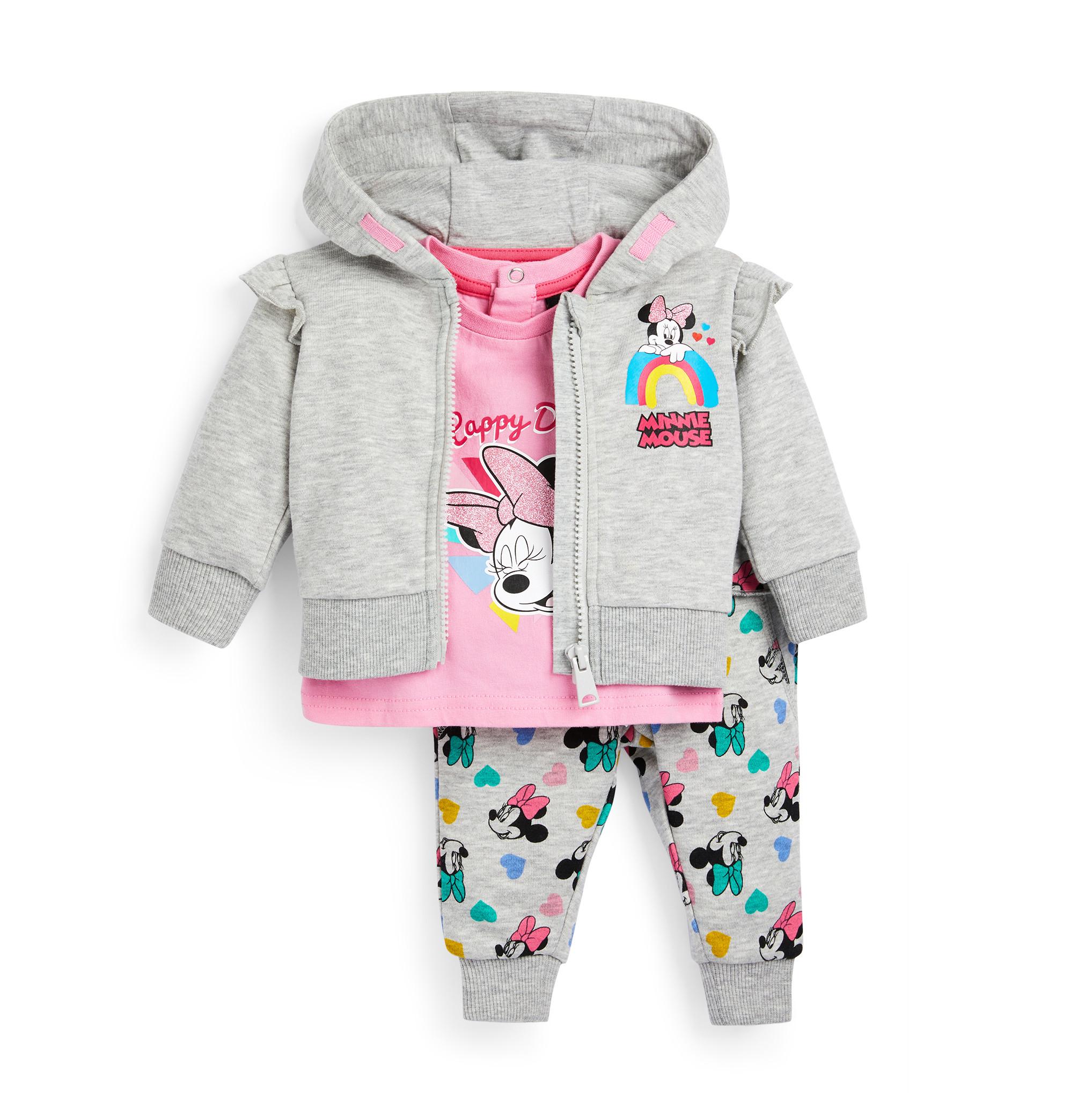 Graues, 3teiliges „Disney Minnie Maus“ KapuzenpulloverSet für Babys (M) Babykleidung Mädchen