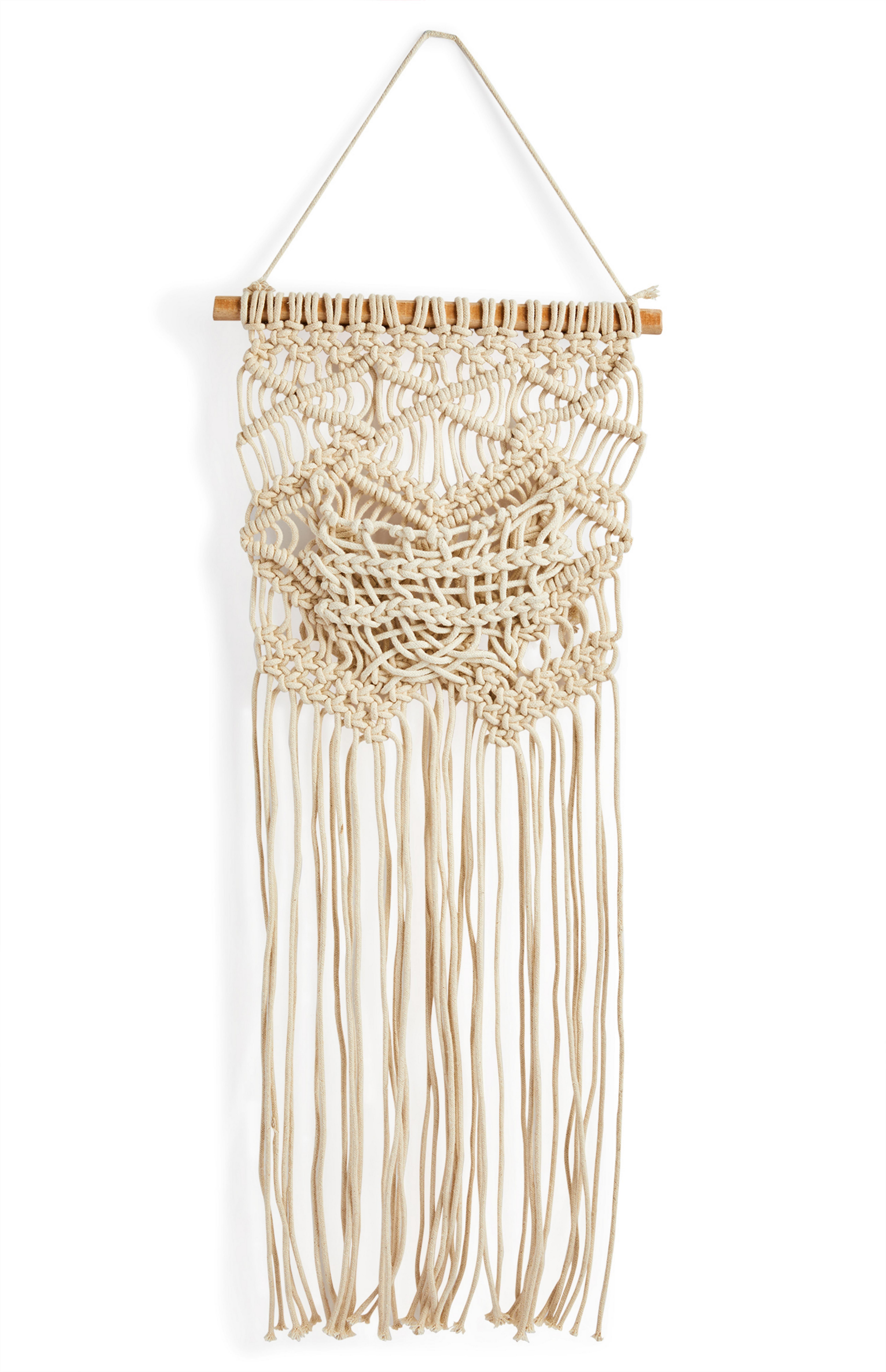 Große, elfenbeinfarbene MakrameeHängedeko Wohndekor