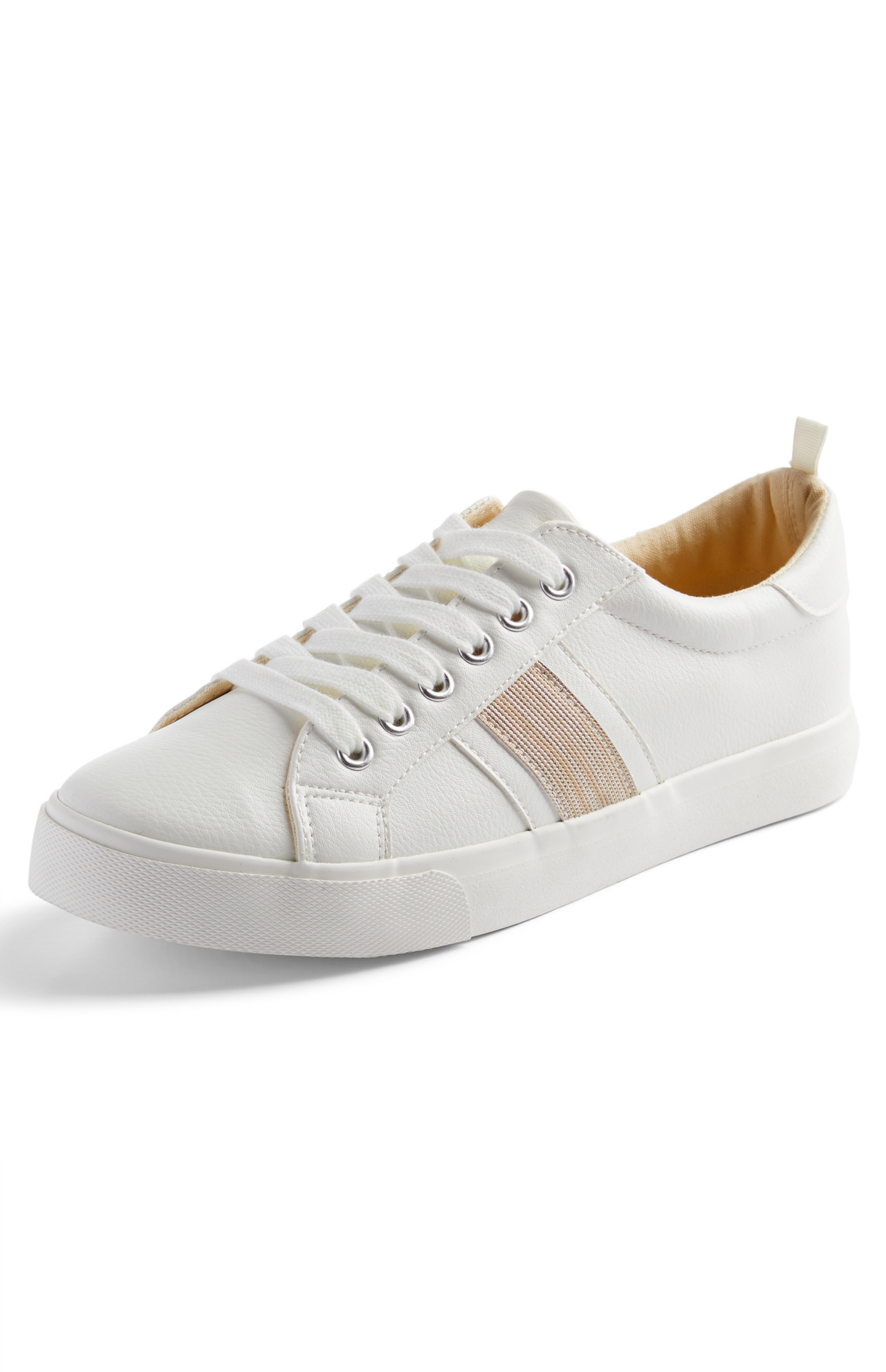 Zapatillas blancas de caña baja con rayas laterales Zapatillas deportivas para mujer Zapatos