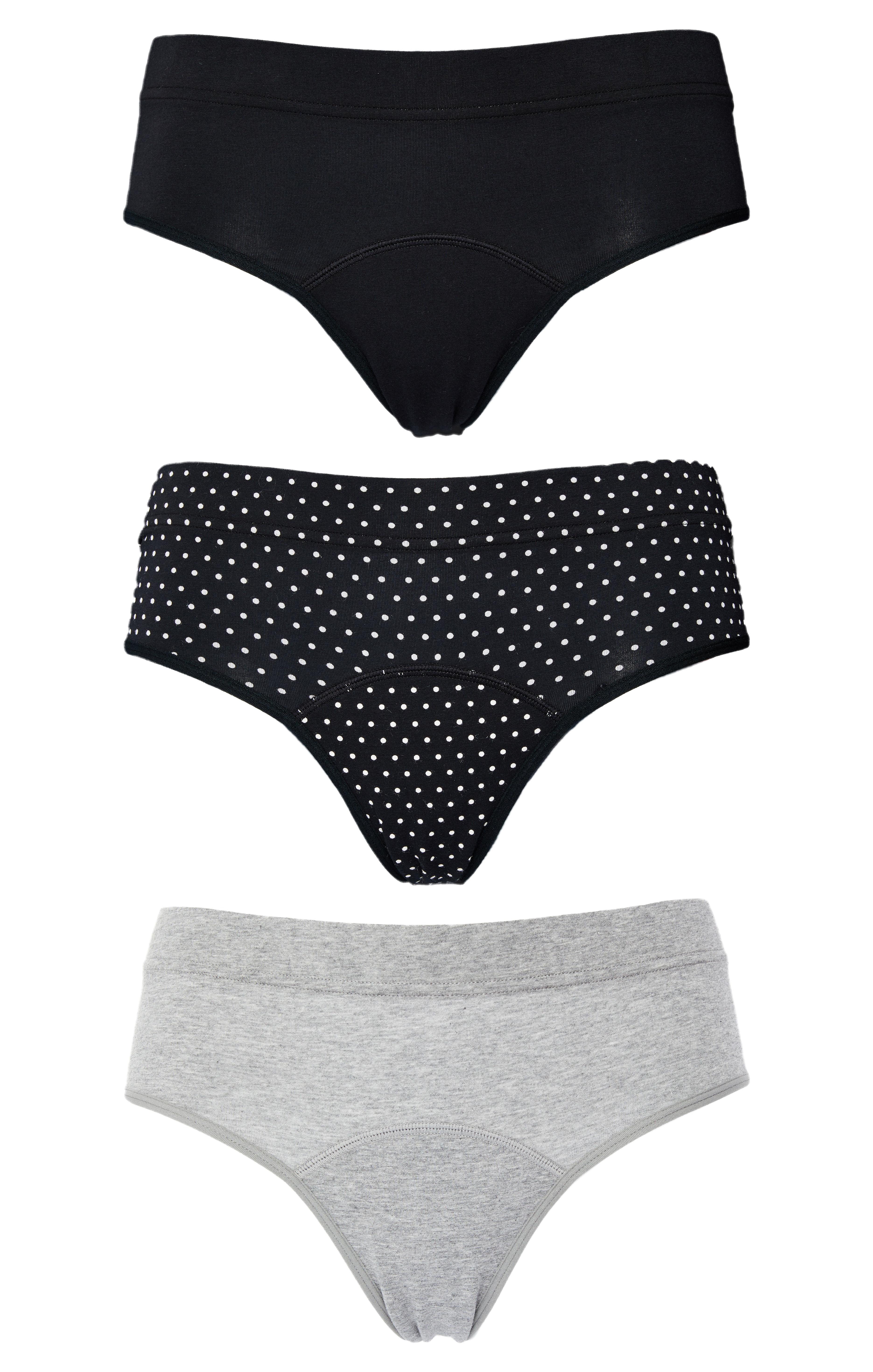 Black And Grey Period Briefs 3 Pack Briefs & Knickers Lingerie
