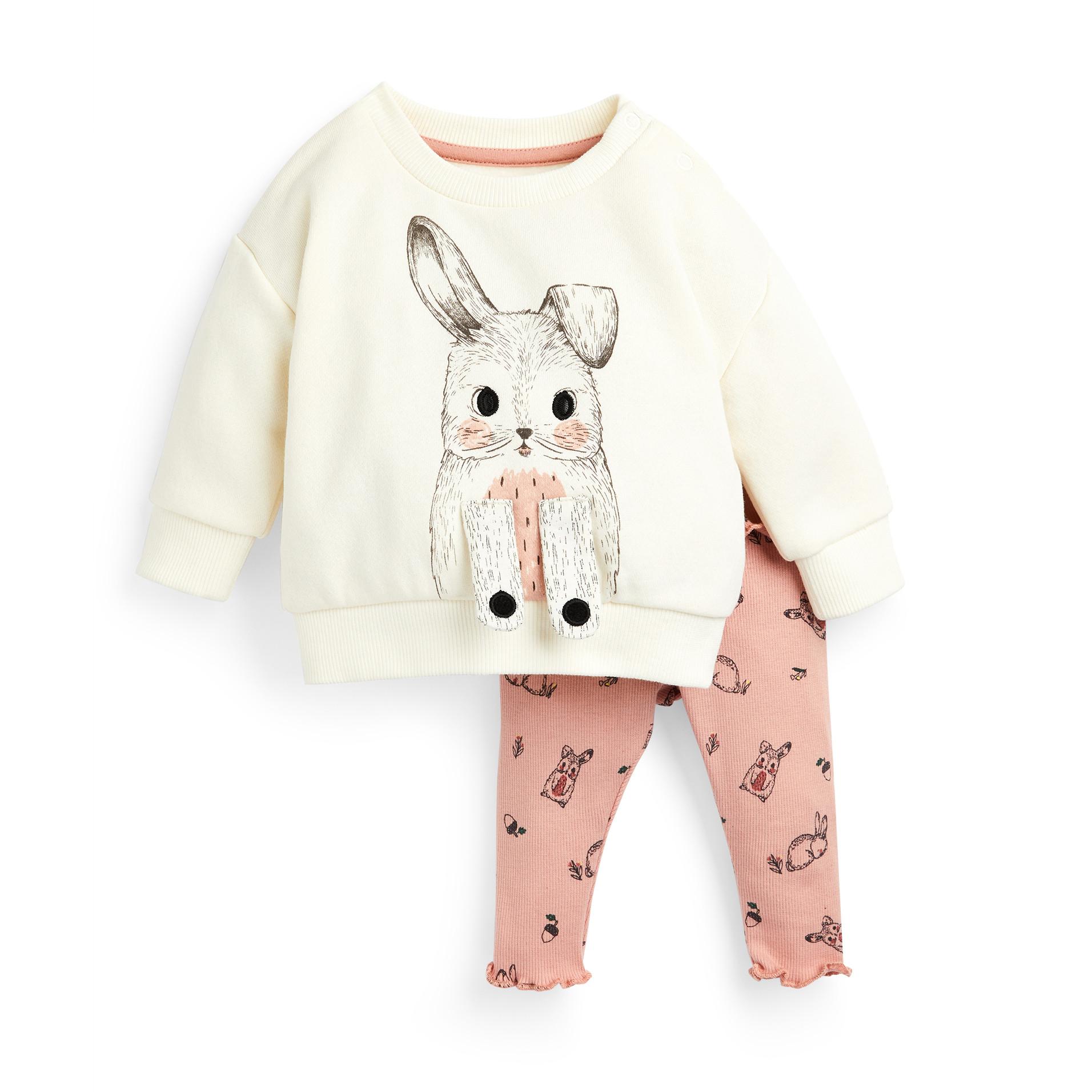 Baby Girl Pink Bunny Sweater And Leggings Set Baby Girl Clothes