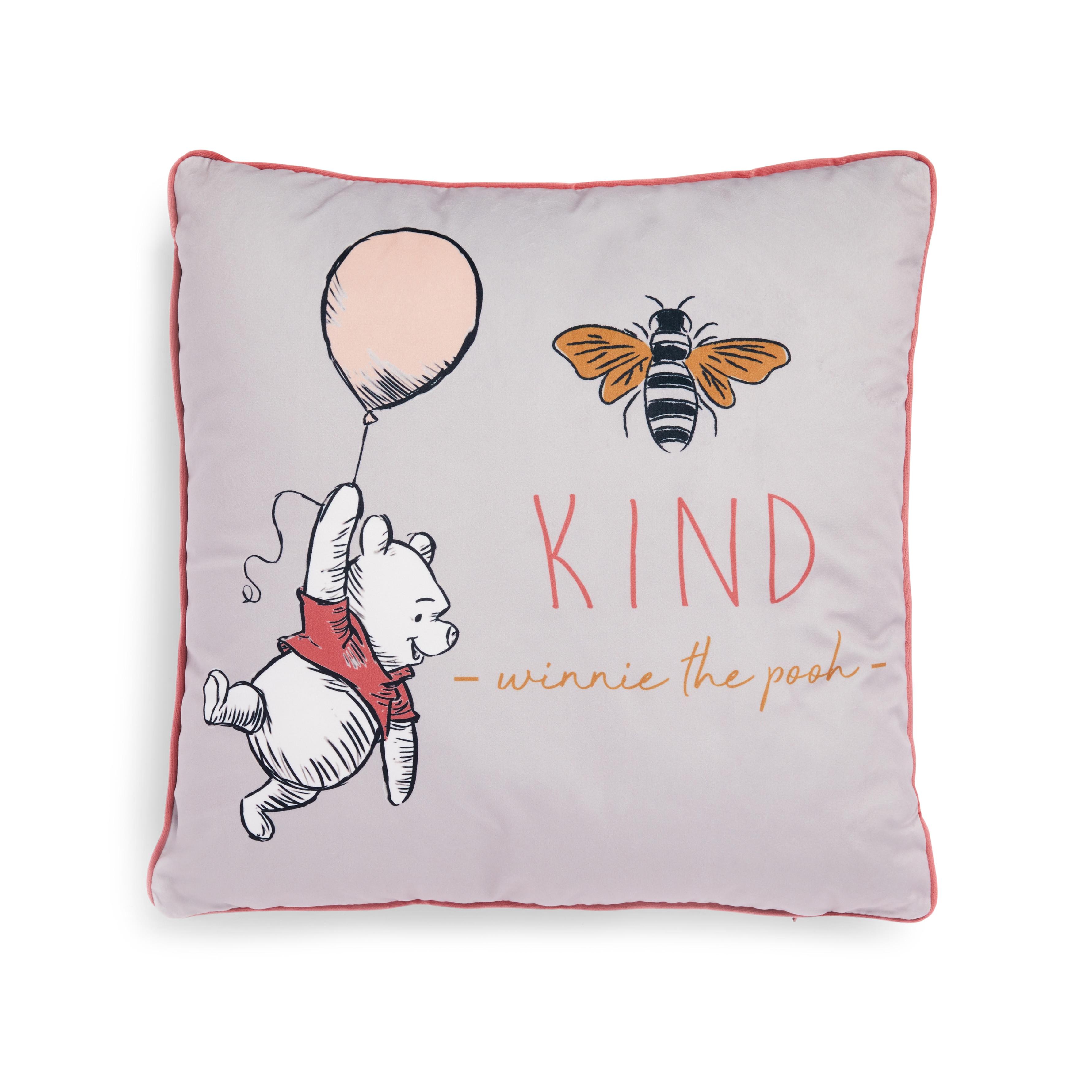 Grey Velvet Winnie The Pooh Cares Square Cushion Cushions & Covers