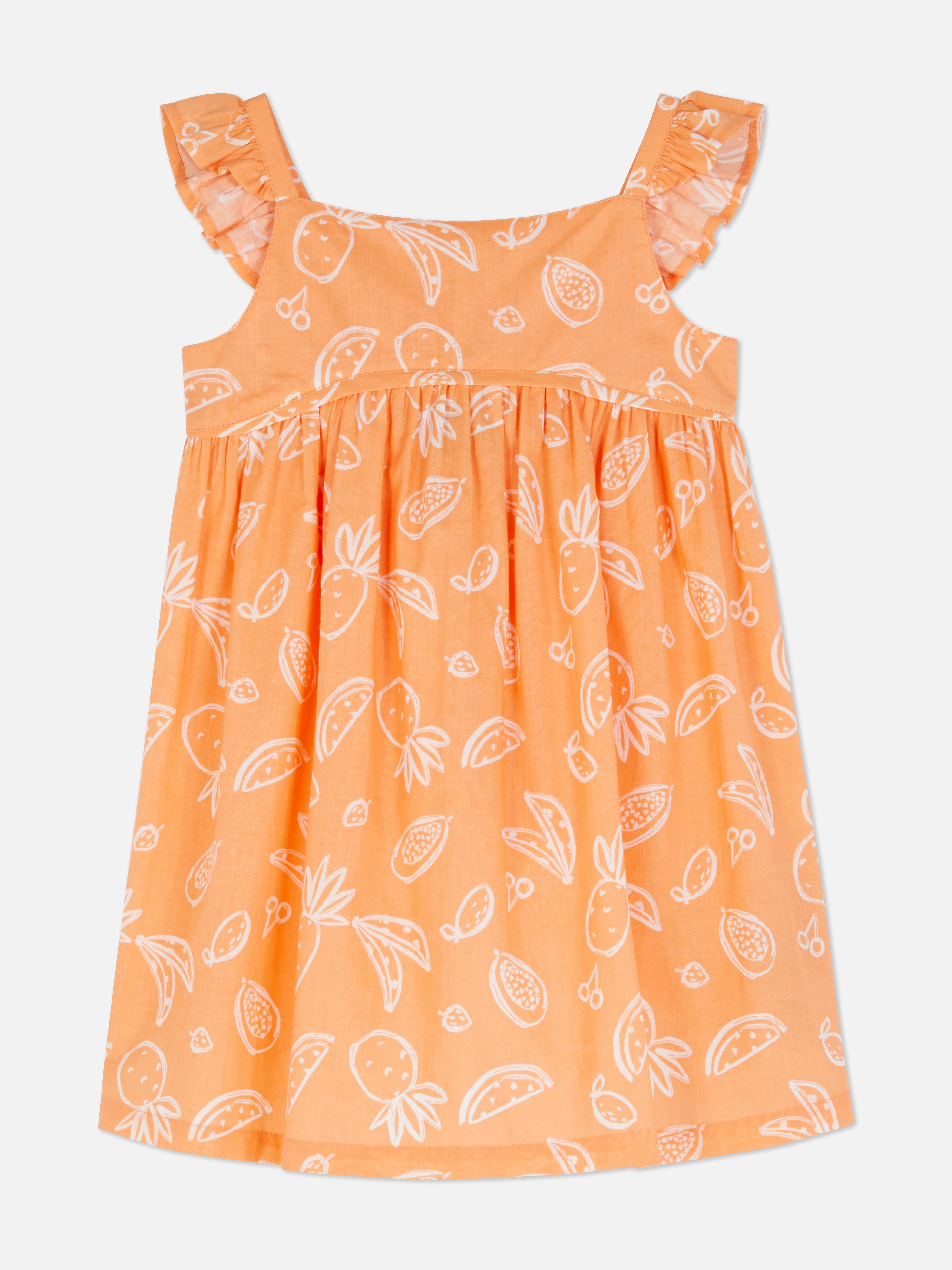 Tropical Fruit Print Sleeveless Dress Baby Girl Clothes Baby