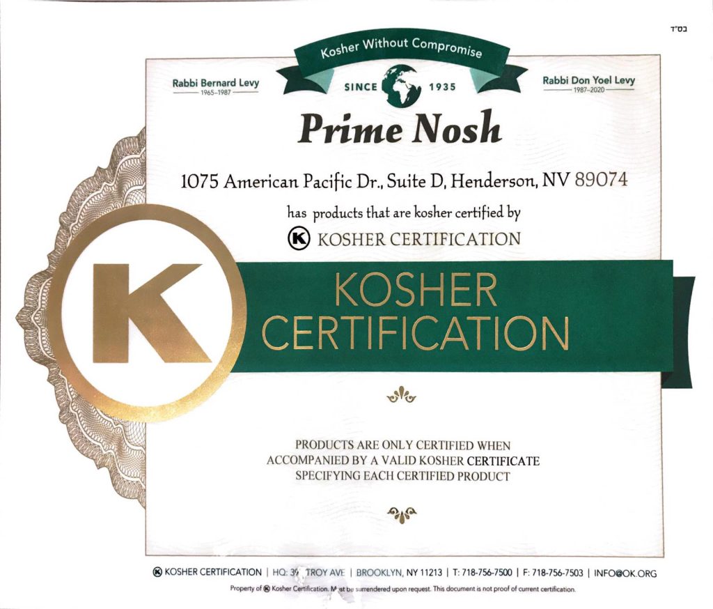 Kosher Certification Prime Nosh