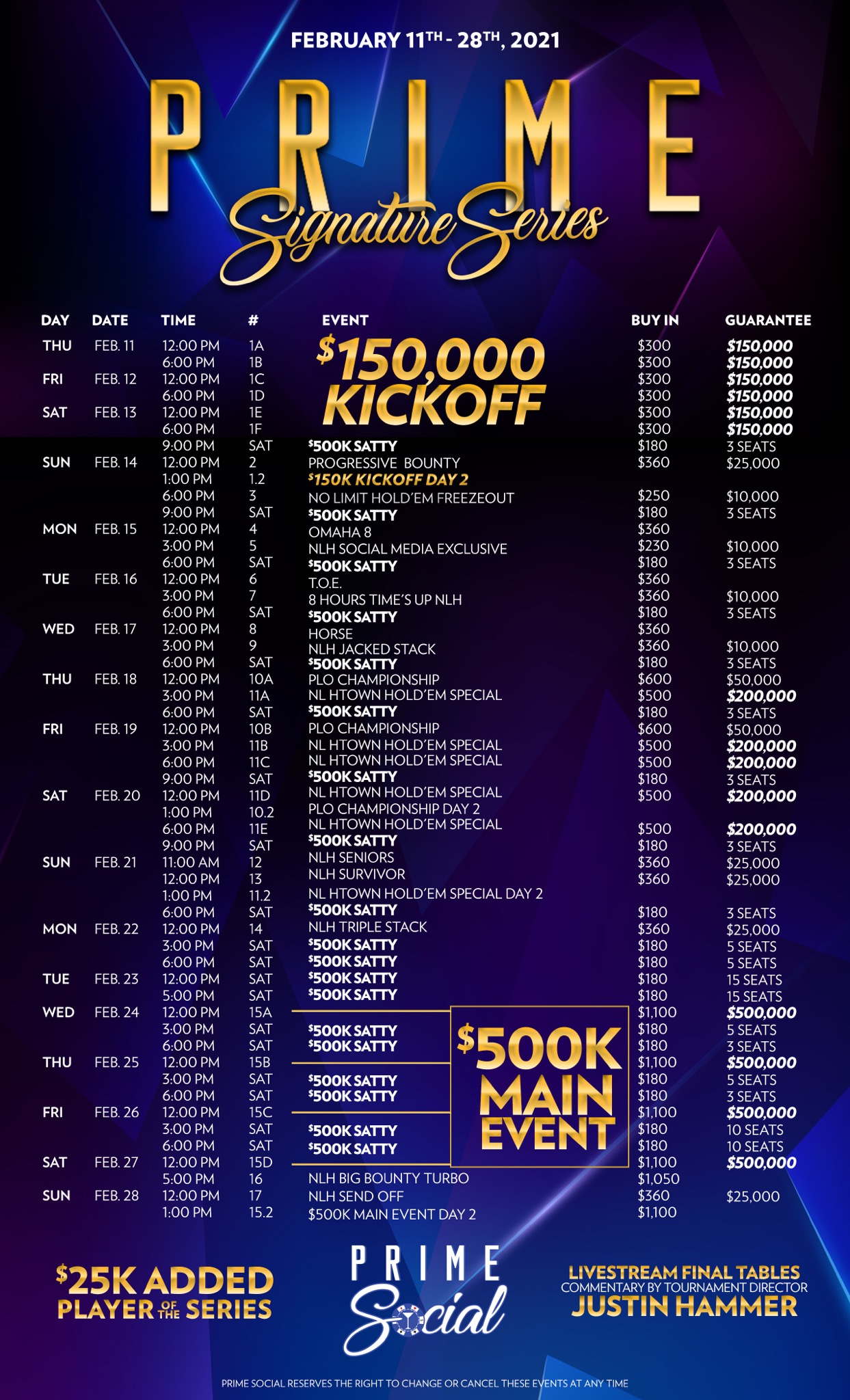 Event 11E HTown Special LIVEblog Prime Social Club