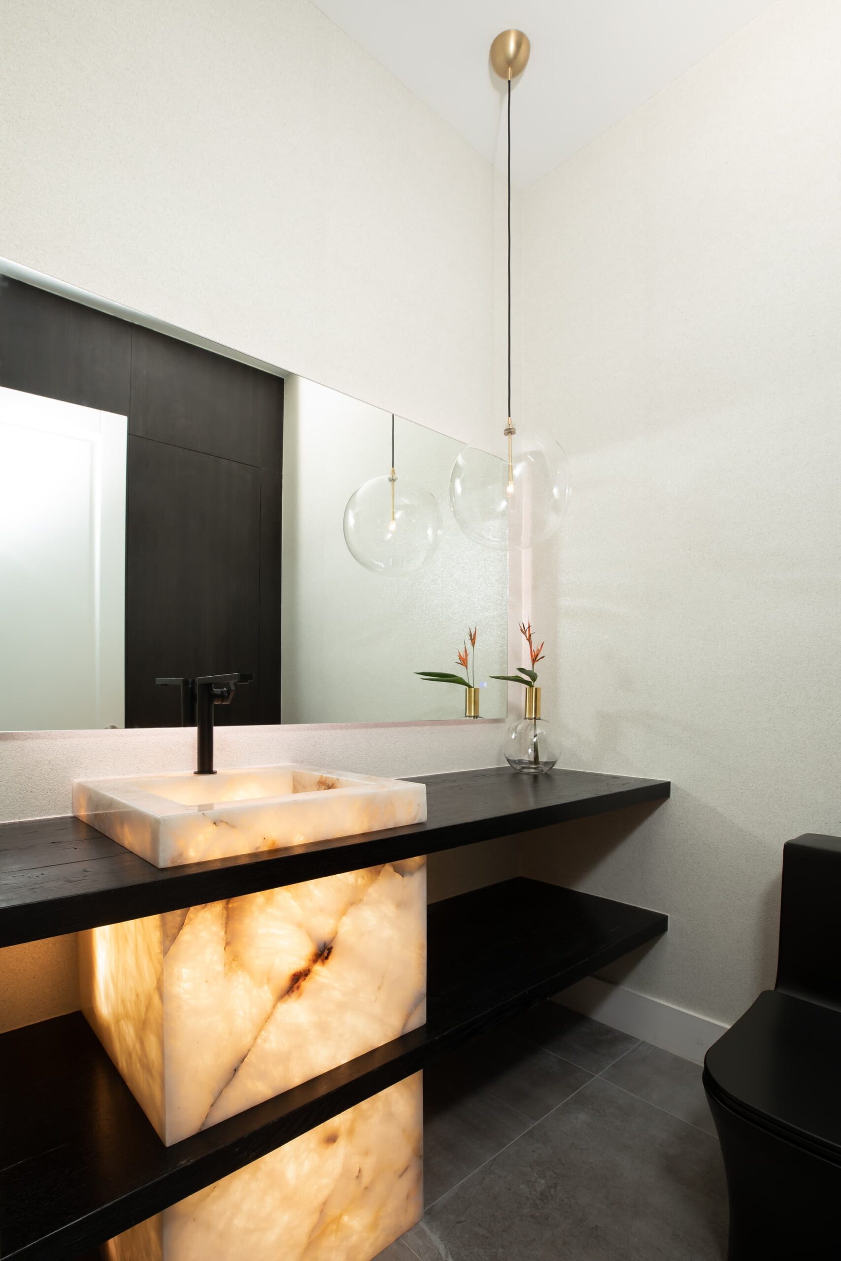 Weston Home Backlit Cristallo Quartzite Bathroom