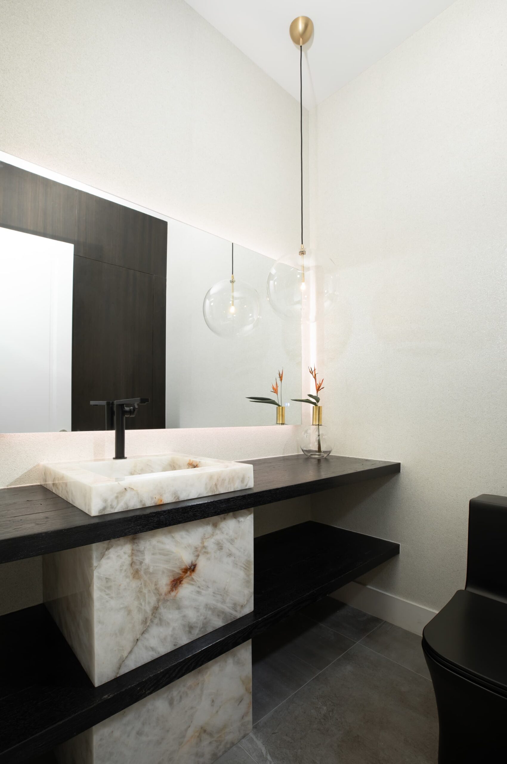 Weston Home Backlit Cristallo Quartzite Bathroom