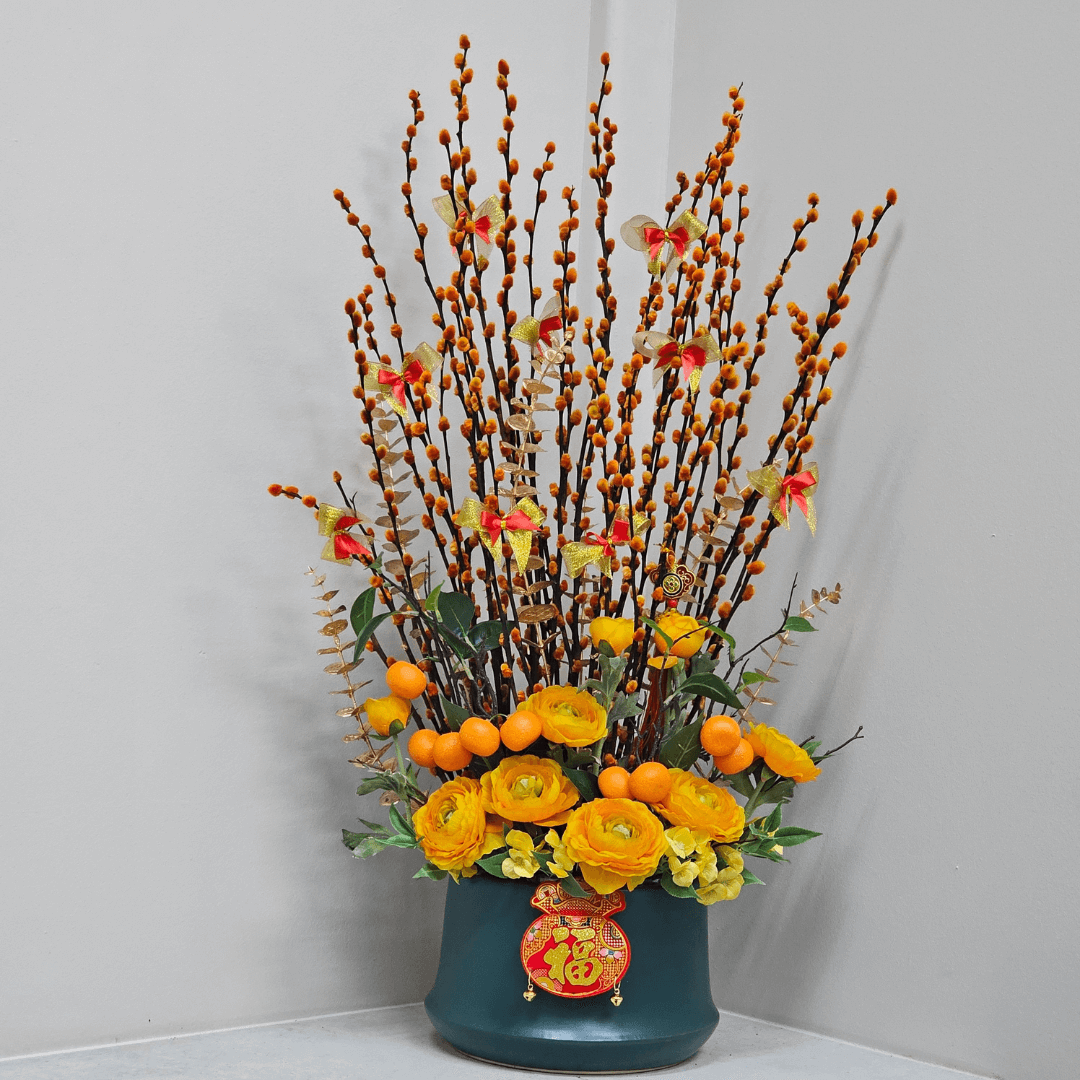 Lucky Charms Pussy Willow Chinese New Year Table Arrangement