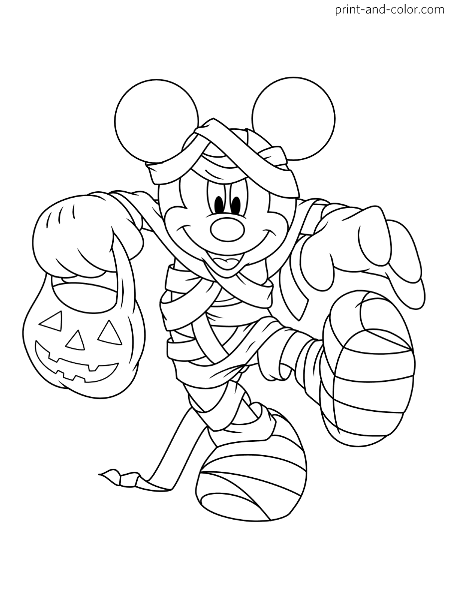 Mickey Mouse Halloween coloring pages Print and