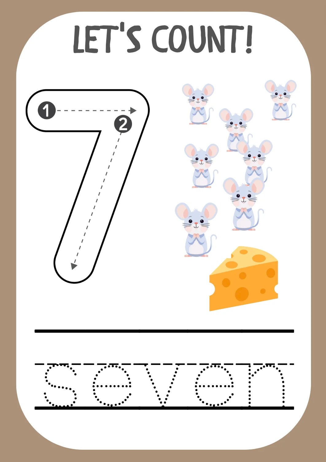 Print Free - Number 7 Tracing Work Sheet. Print for free!