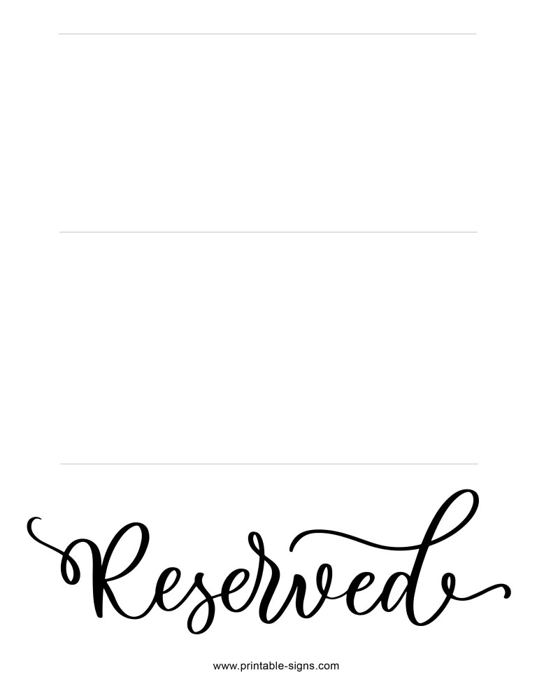 Free Printable Reserved Sign - Table Tent - Printable Signs