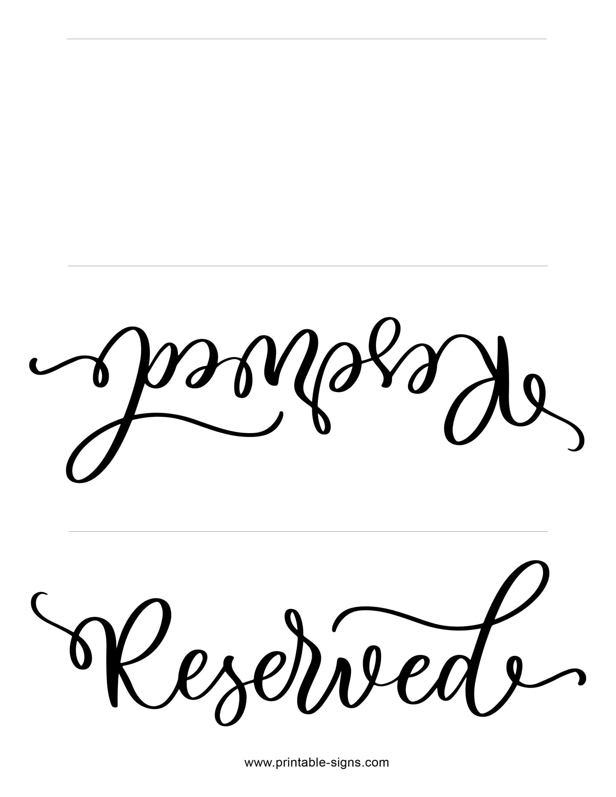 Free Printable Reserved Sign - Table Tent Double Sided - Printable Signs