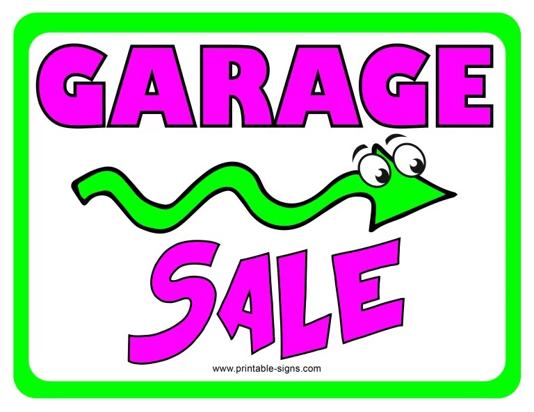 Garage Sale Sign Example Printable Signs