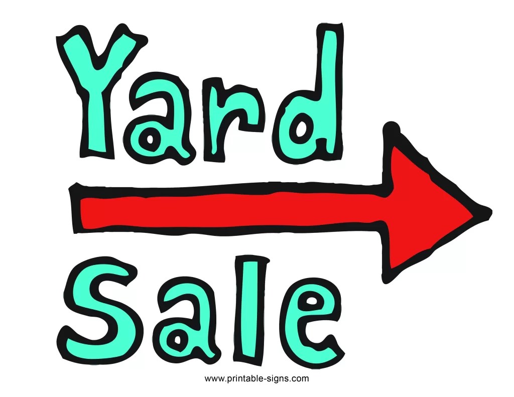 Yard Sale Sign Example Right Arrow Printable Signs