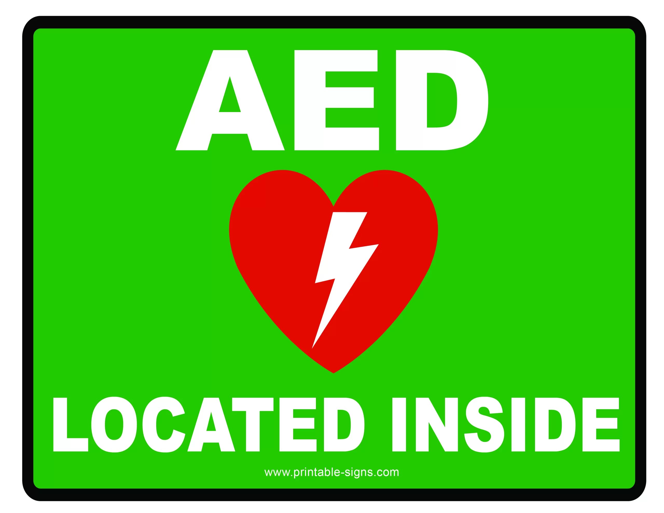 AED Sign Free Printable Green - Printable Signs