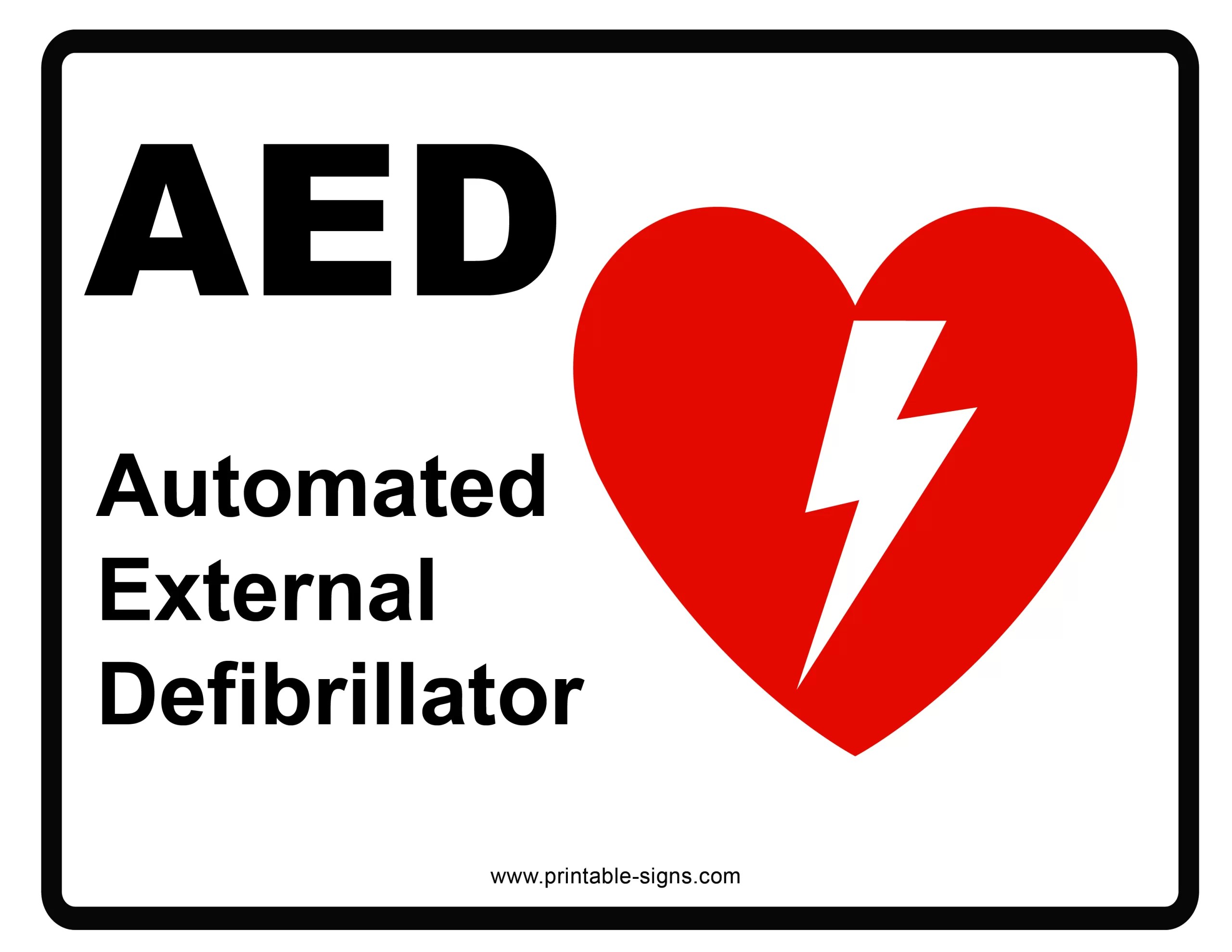 AED Sign Printable - Printable Signs
