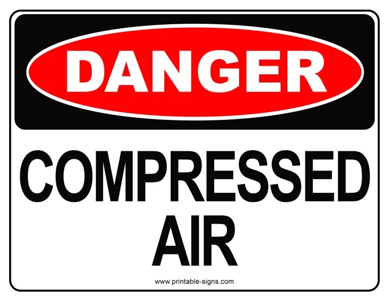 Danger Compressed Air Printable Sign Printable Signs