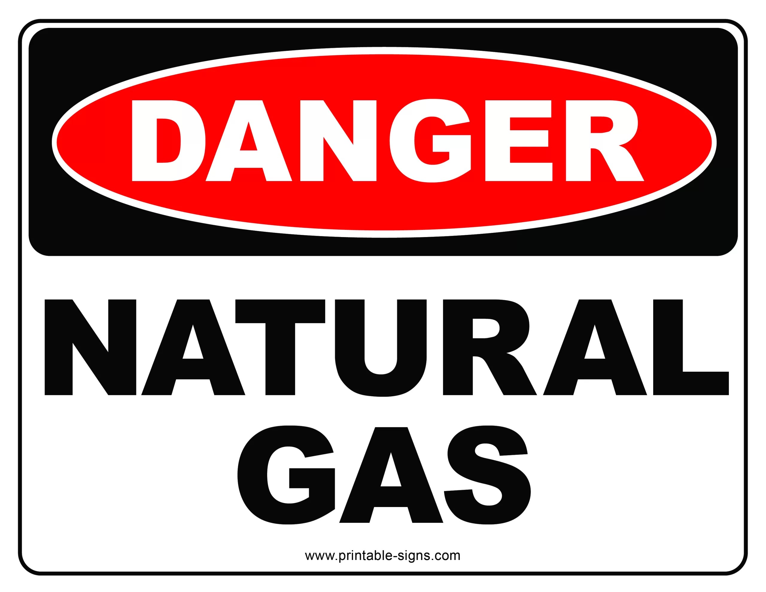 Danger Natural Gas Printable Sign Printable Signs
