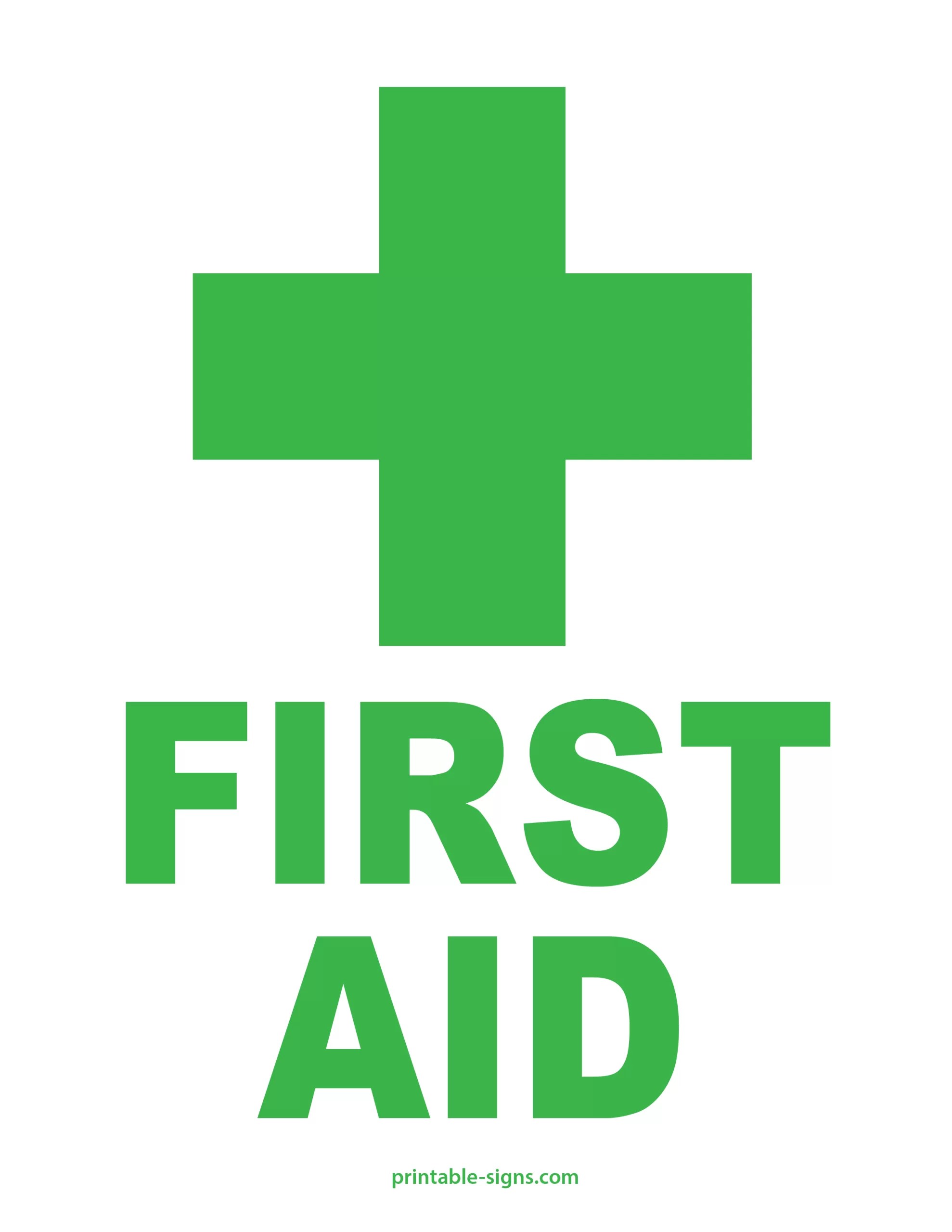 First Aid Sign Printable - Printable Signs