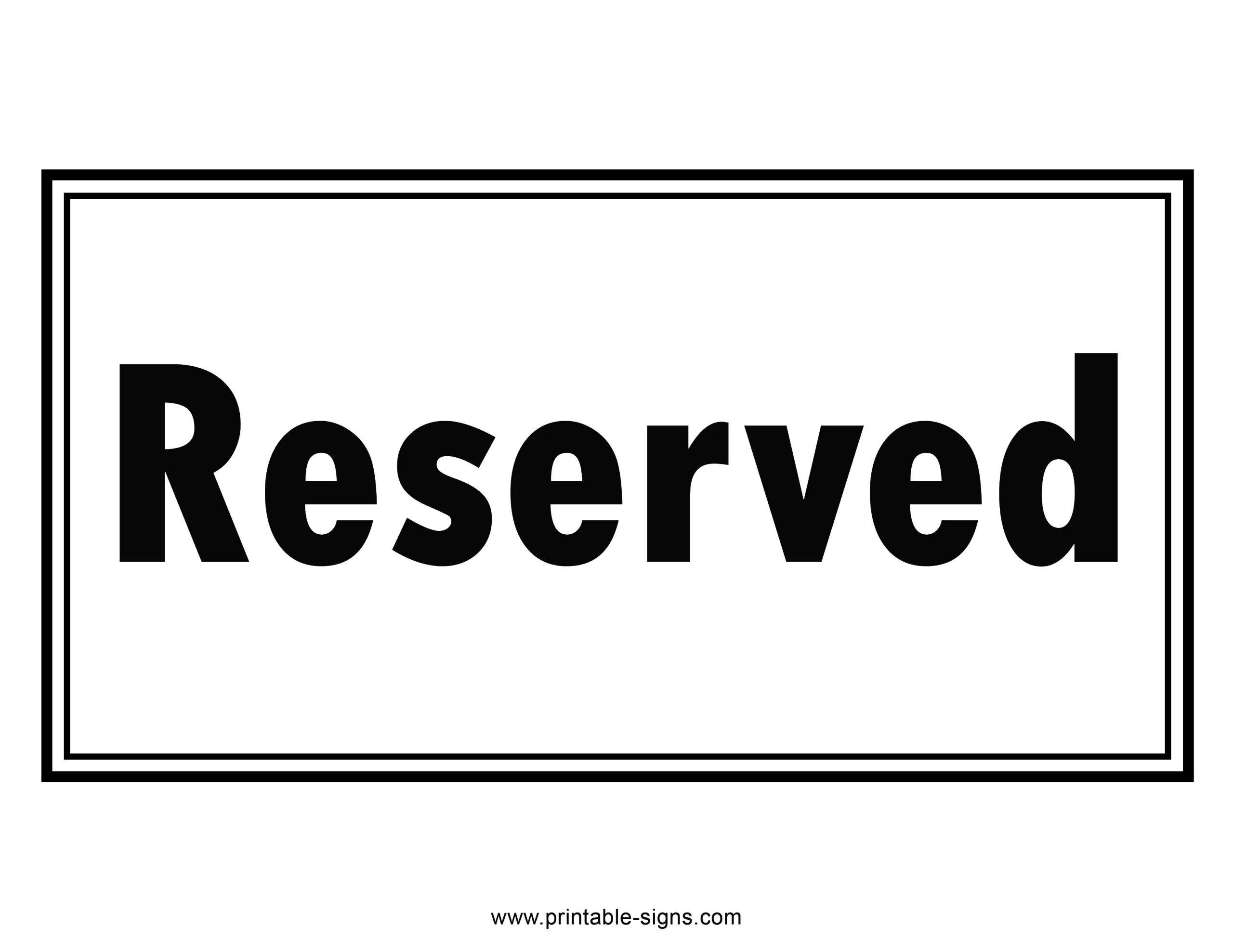 Printable Reserved Sign for Table - Printable Signs