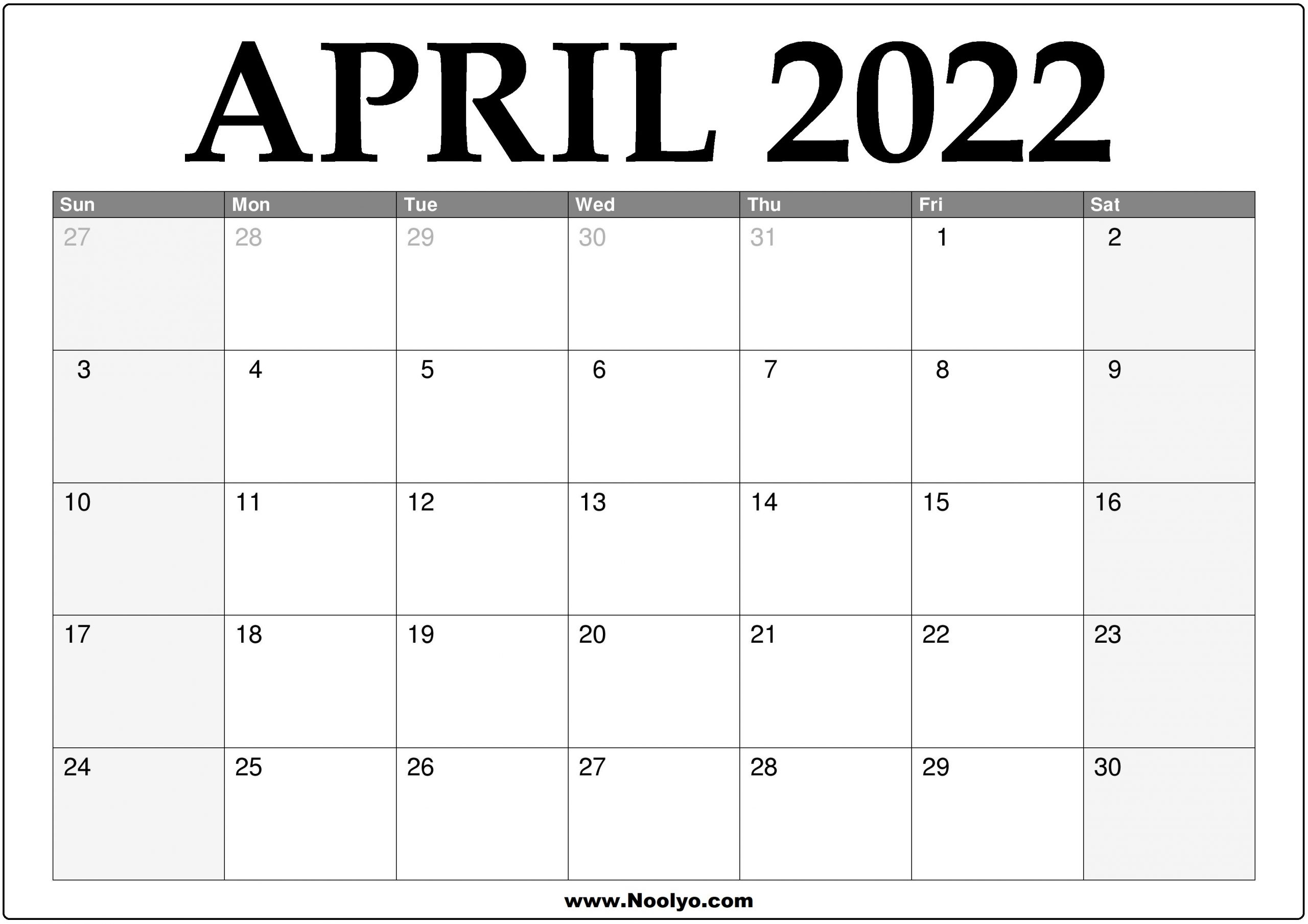 2022 Monthly Calendars Calendars Printable