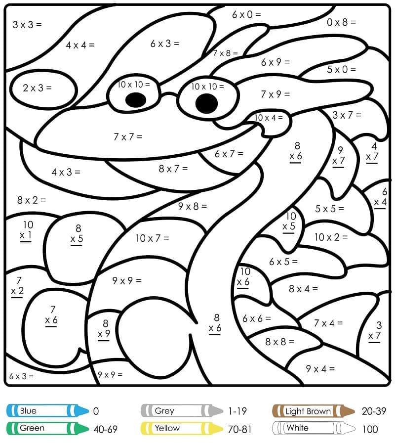 Printable Multiplication Paint by Number PrintableAll