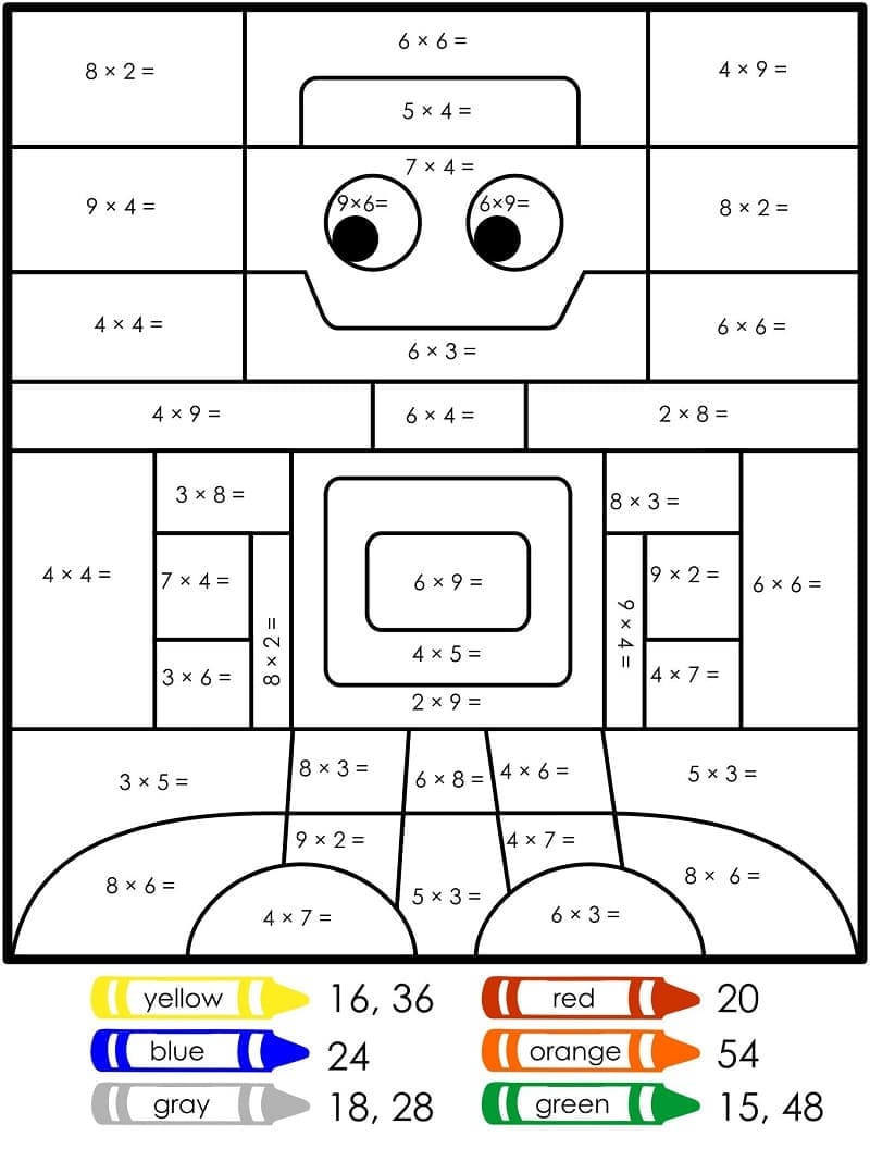 Printable Multiplication Paint by Number PrintableAll