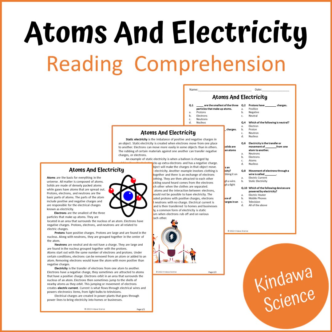 Atoms And Electricity Reading Comprehension Passage and Questions Pr