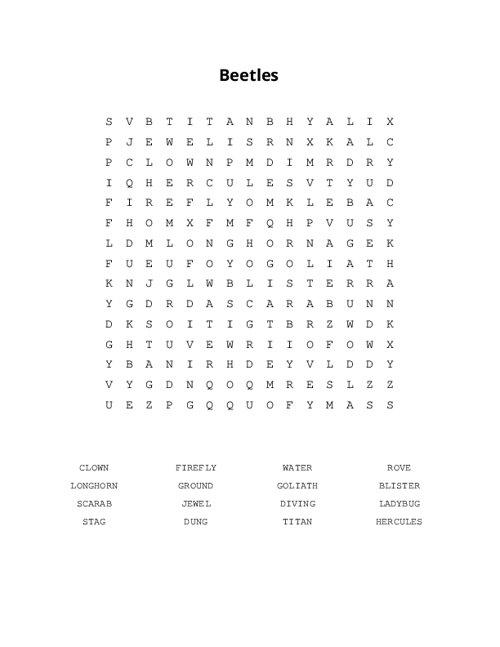 Beetles Word Search