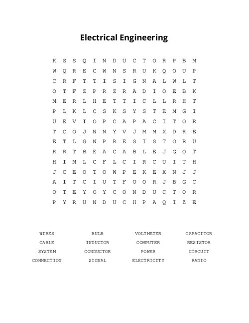 Electrical Engineering Word Search