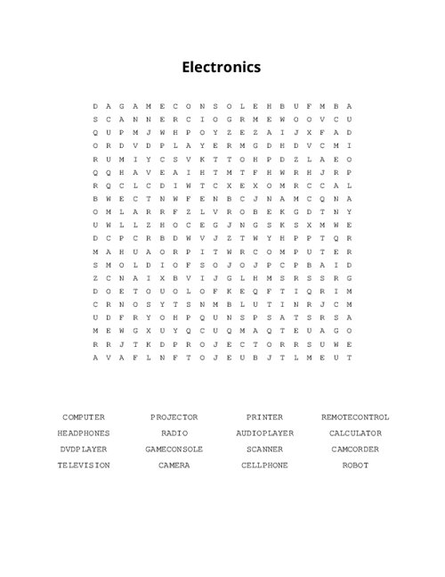 Electronics Word Search