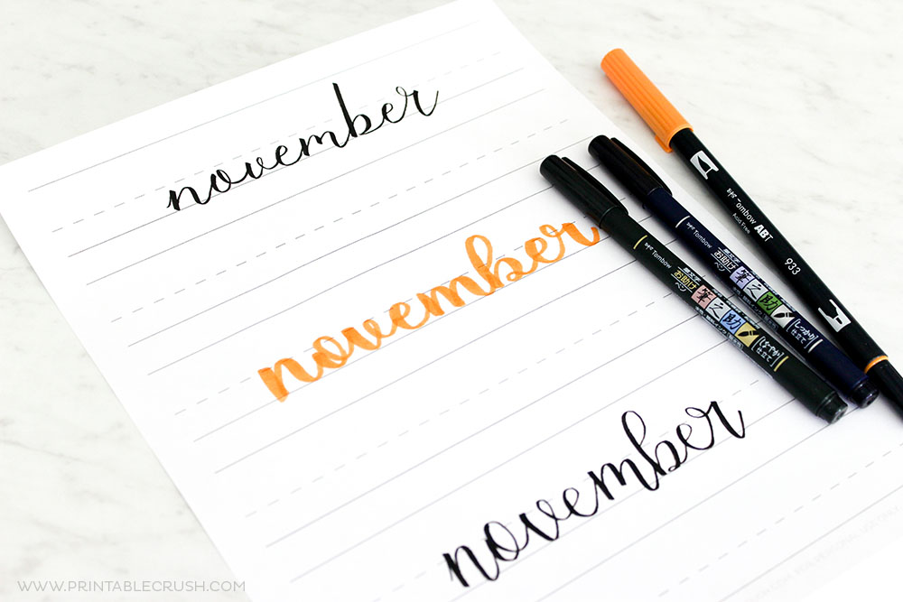 NOVEMBER HAND LETTERING PROMPTS Printable Crush