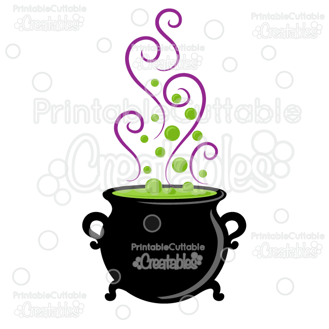 Halloween Witch Cauldron SVG Cut File & Clipart