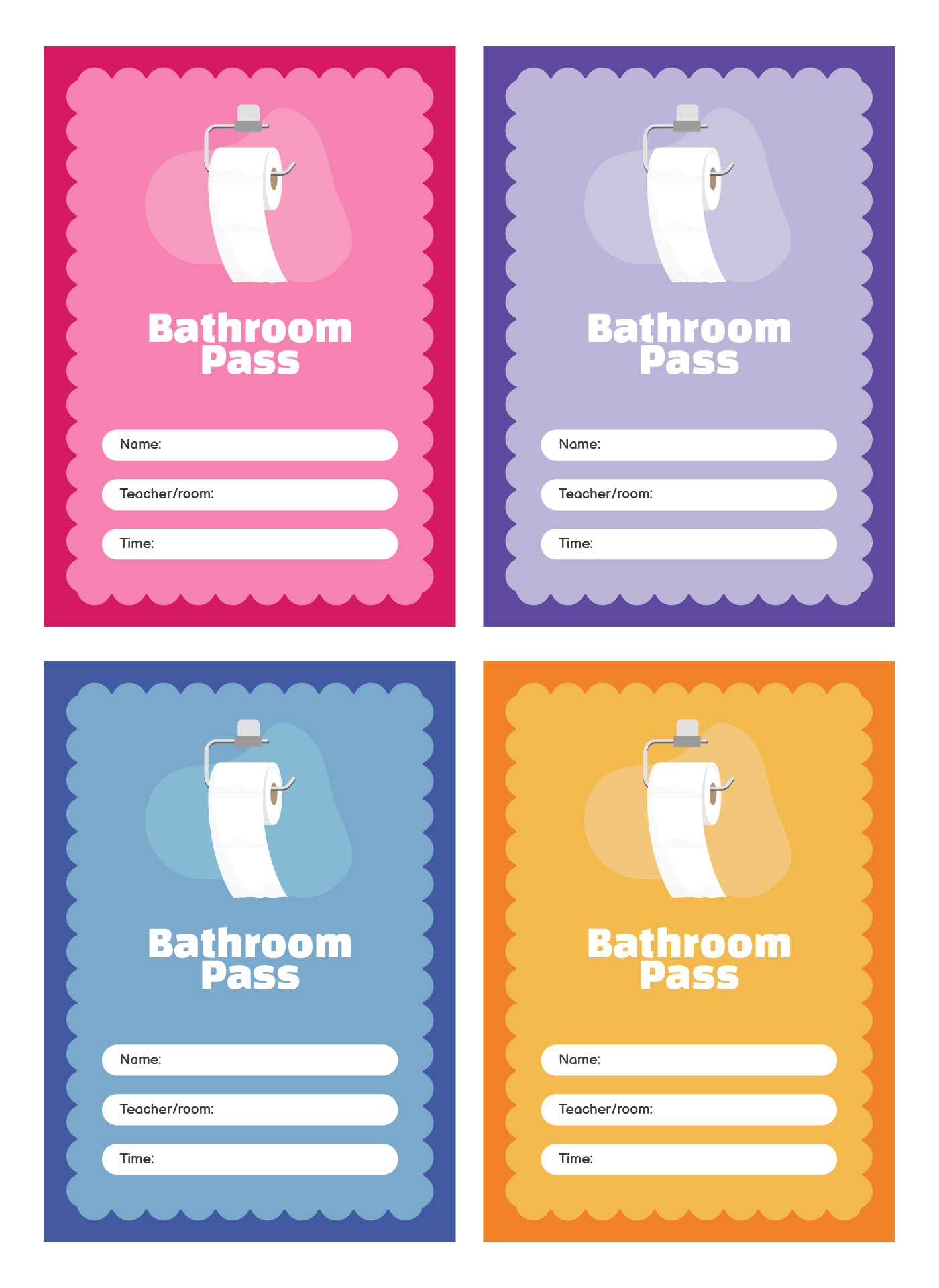 Restroom Passes - 11 Free PDF Printables | Printablee