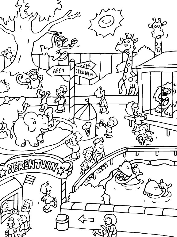 Zoo (Animals) Free Printable Coloring Pages