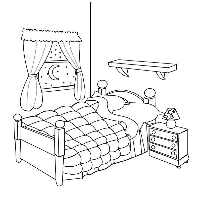 Coloring page Bed 168155 (Objects) Printable Coloring Pages