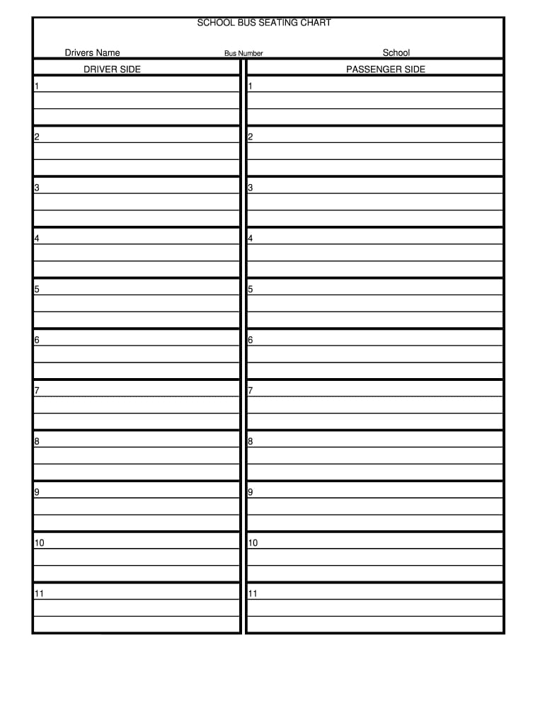 Printable School Bus Seating Chart Printable JD