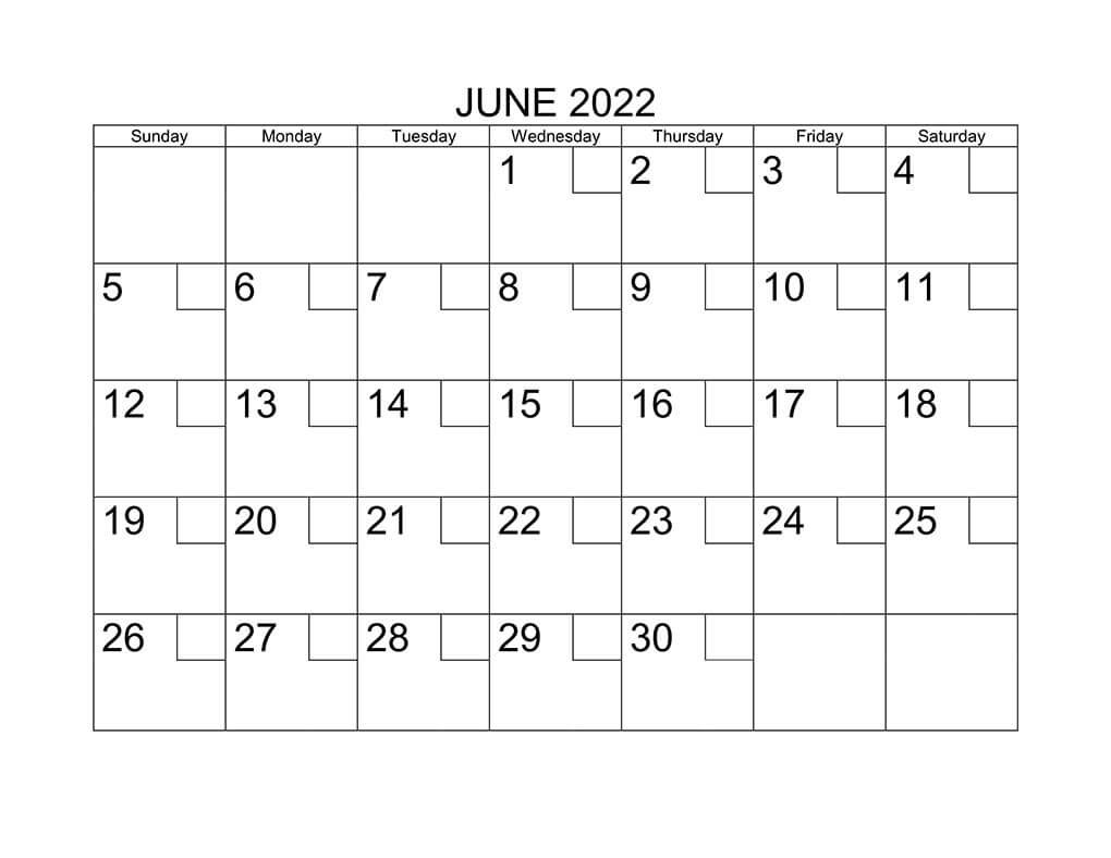 Printable June 2022 Calendar – PrintableLib