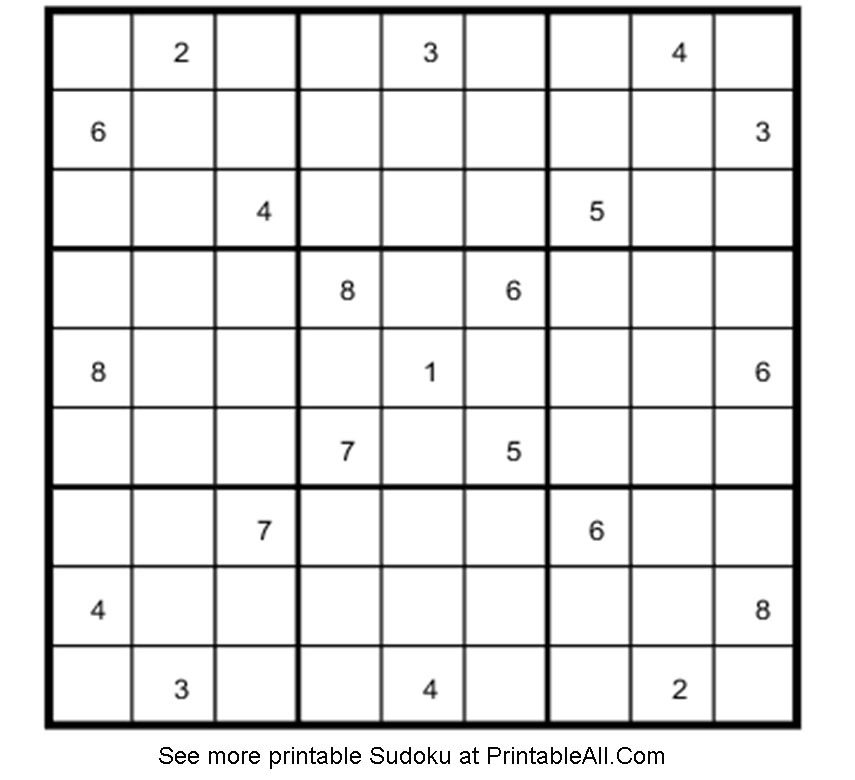 Printable Medium Sudoku – PrintableLib