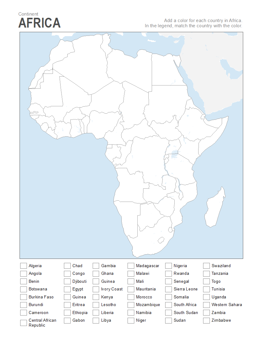 Printable Africa Map With Countries Labeled Free download and print