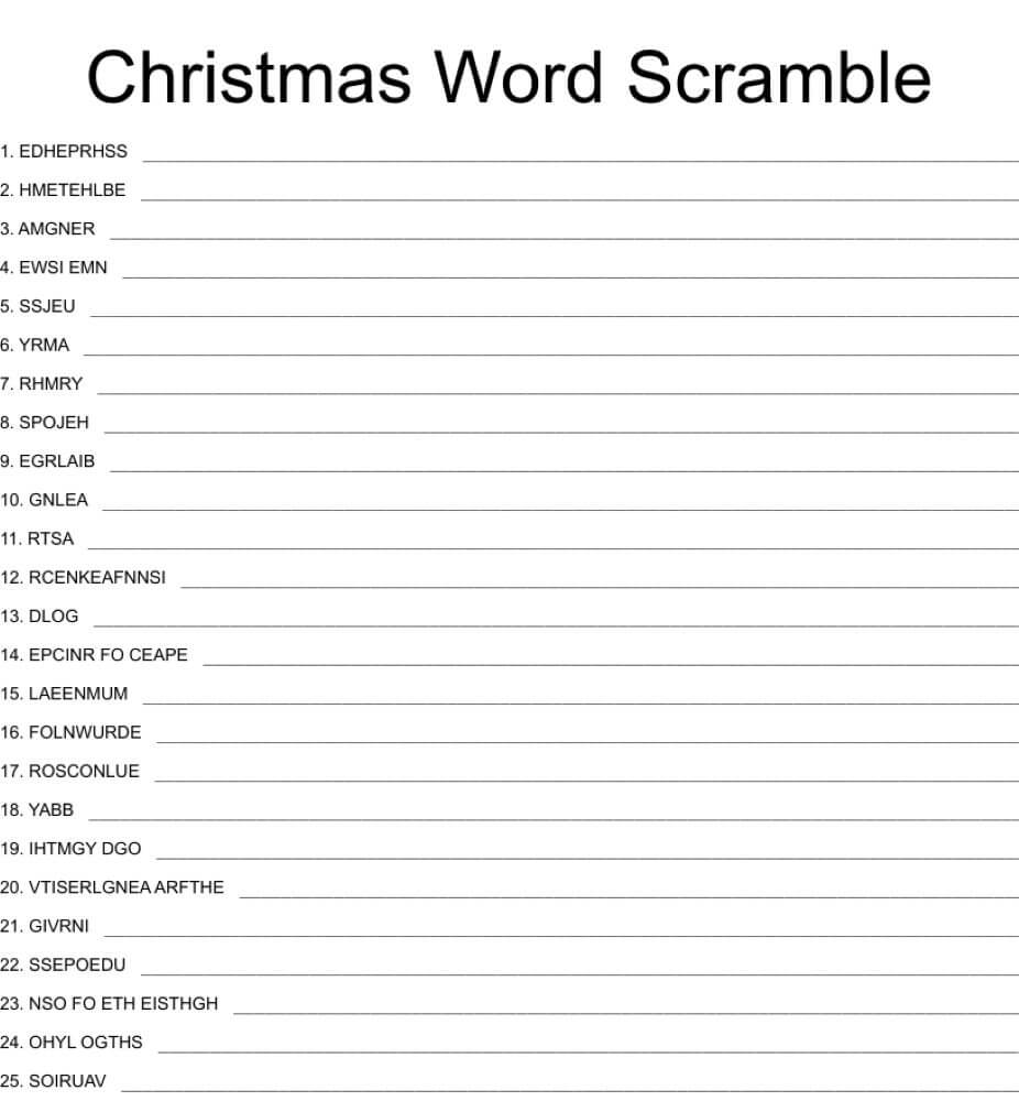 Printable Christmas Word Scramble – PrintableLib