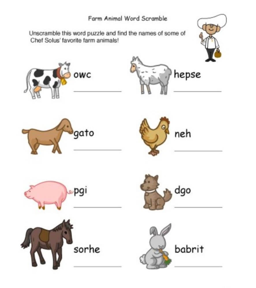 Printable Animal & Pet Word Scramble – PrintableLib