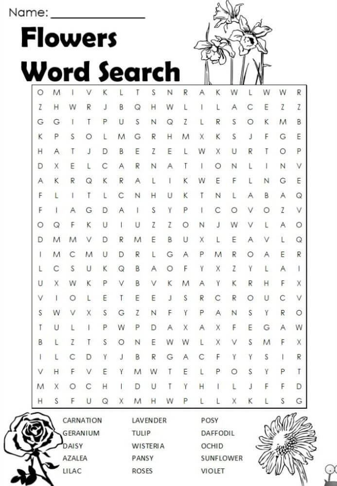 Printable Flower Word Search – PrintableLib